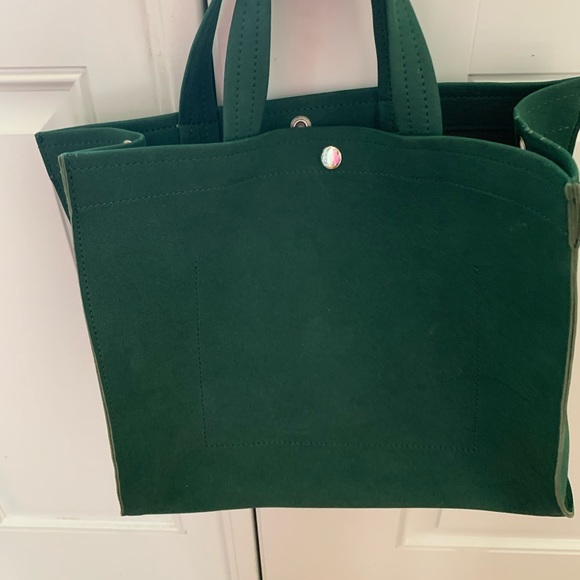 Vegan Green Suede tote w short/long handle - Picture 3 of 11